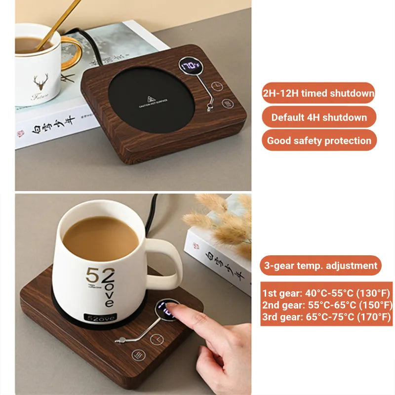 Smart Coffee Mug Warmer Electric Heating Coaster With 3 Temperature Setting