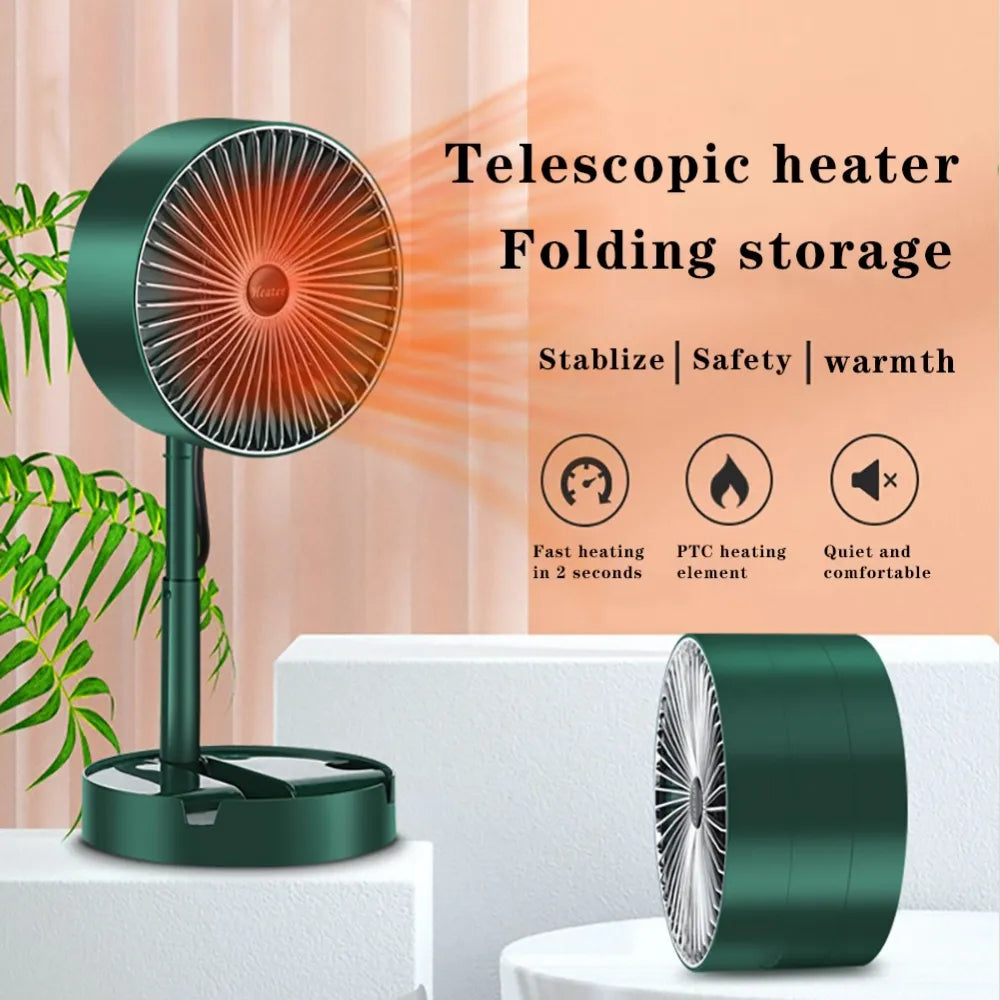 1000W Electric Heater Home Portable Telescopic Folding Space Heater PTC Fast Heating Ceramic Office Room Small Heater 2 Speed